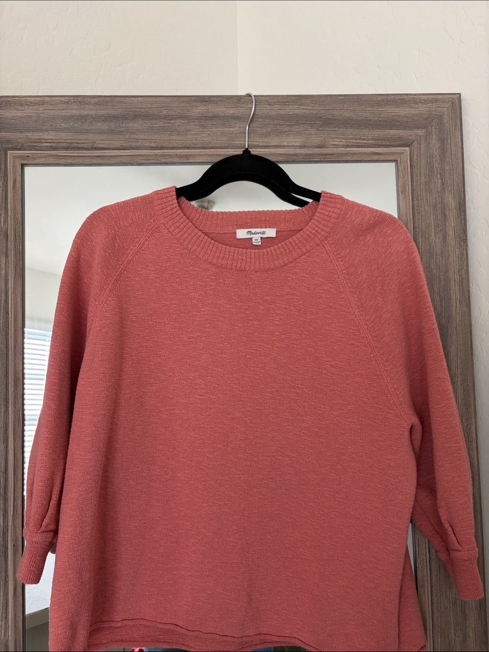 Madewell Coral-Red Crewneck Sweater